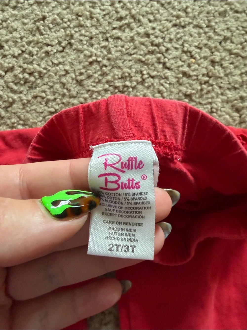 B70 Ruffle Butts 2/3t Red Ruffle Hem Pants
